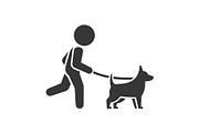 Man Walking Dog Icon on White