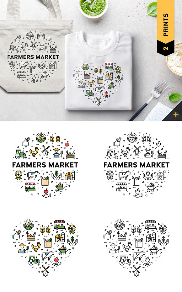 Farmers Market Food Pack in Skull Icons - product preview 3