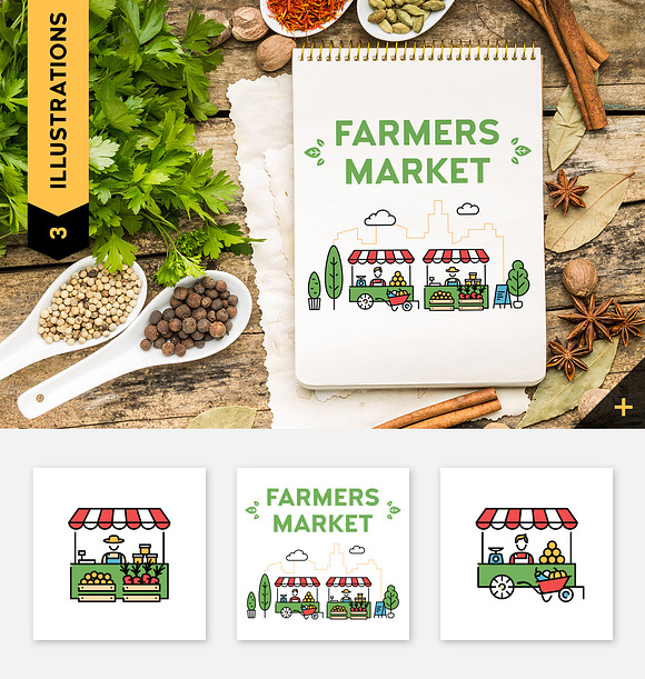 Farmers Market Food Pack in Skull Icons - product preview 7