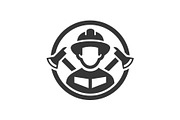 Firefighter Logo Icon on White