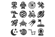 Space Icons Set on White Background