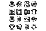 Electronic Computer Chips CPU Icons
