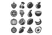 Fruits Icons Set on White Background