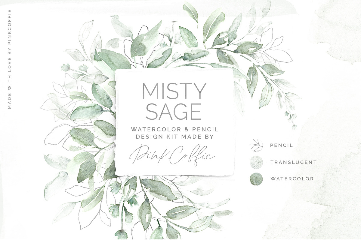 Misty Sage Watercolor & Pencil Kit in Illustrations - product preview 8