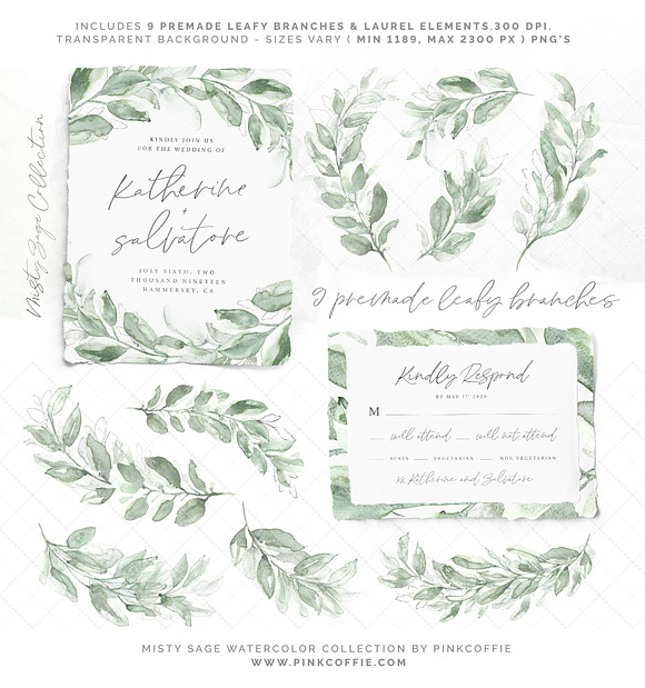 Misty Sage Watercolor & Pencil Kit in Illustrations - product preview 1