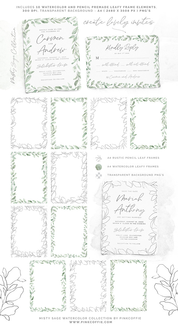 Misty Sage Watercolor & Pencil Kit in Illustrations - product preview 2