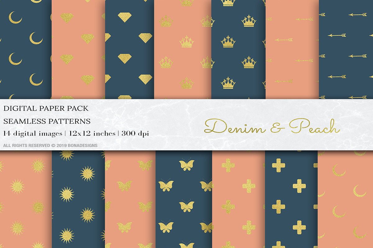 Gold Glitter Digital Papers in Patterns - product preview 8