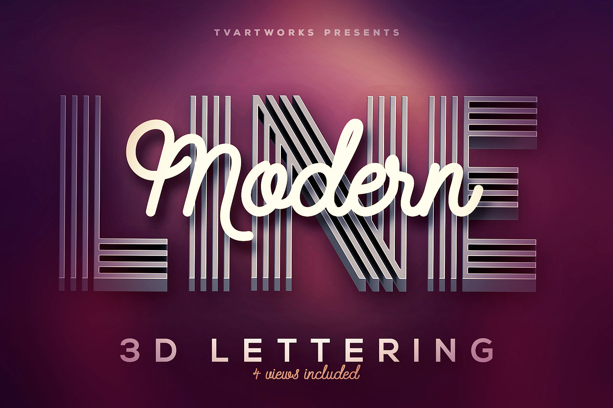Modern Lines 3D Lerttering in Graphics - product preview 8