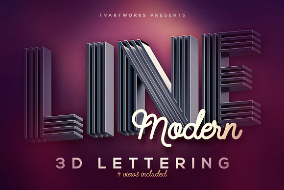 Modern Lines 3D Lerttering in Graphics - product preview 4