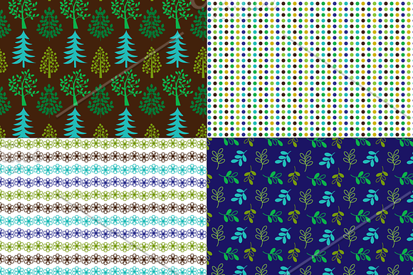 Seamless Trees, Leaves & Florals in Patterns - product preview 3