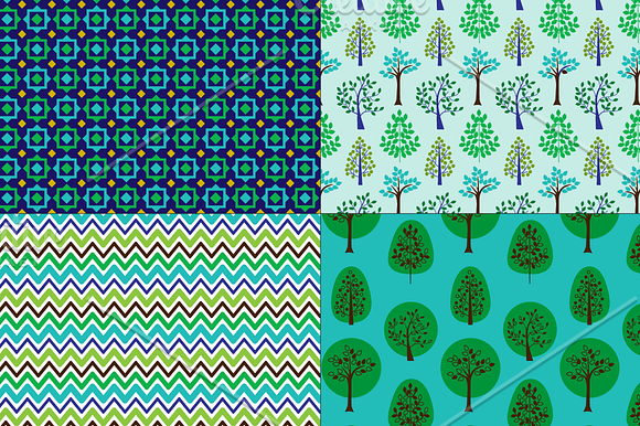 Seamless Trees, Leaves & Florals in Patterns - product preview 4