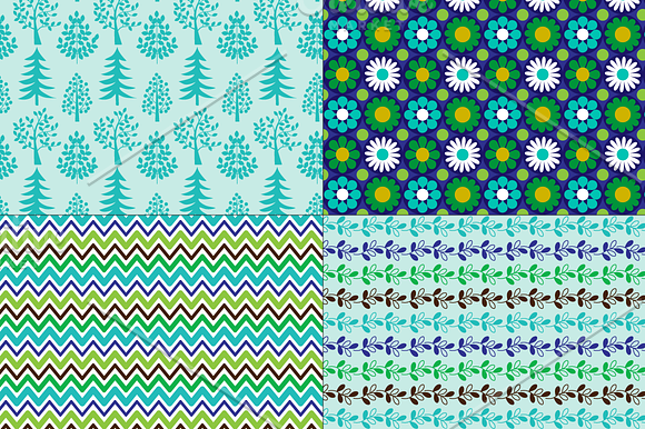 Seamless Trees, Leaves & Florals in Patterns - product preview 5
