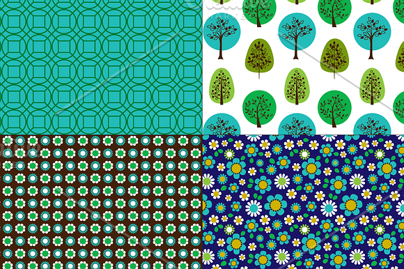 Seamless Trees, Leaves & Florals in Patterns - product preview 6