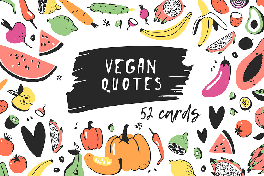 52 Vegan Quotes & Motivations cards in Illustrations - product preview 8