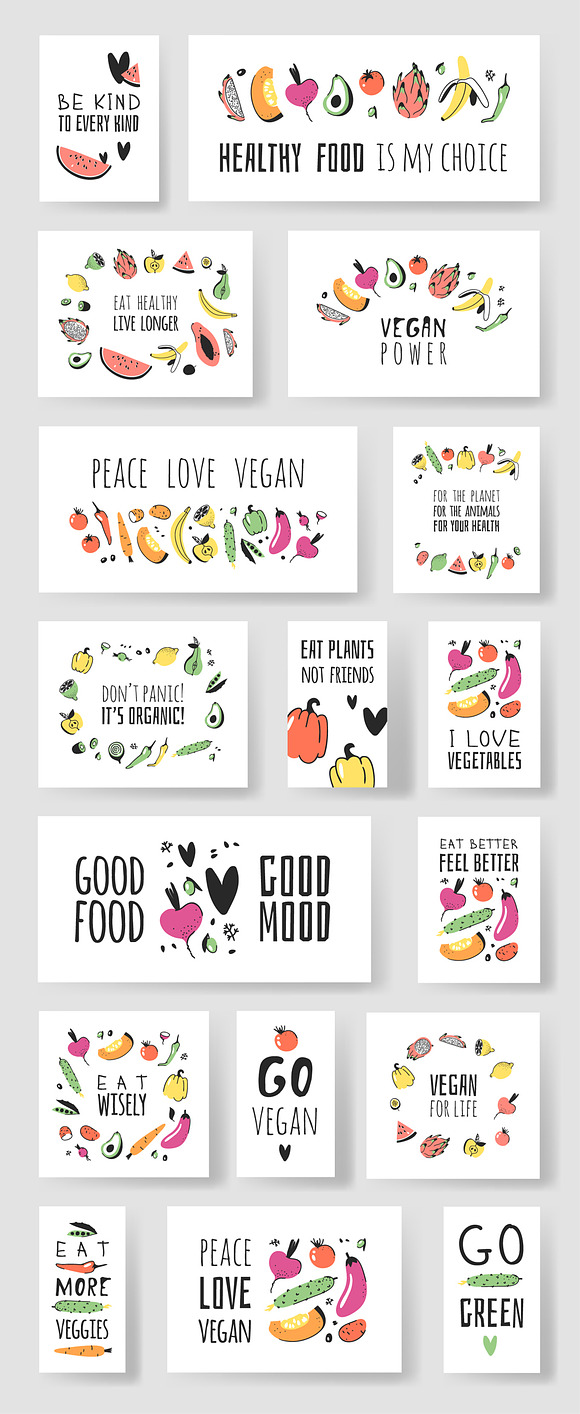 52 Vegan Quotes & Motivations cards in Illustrations - product preview 1