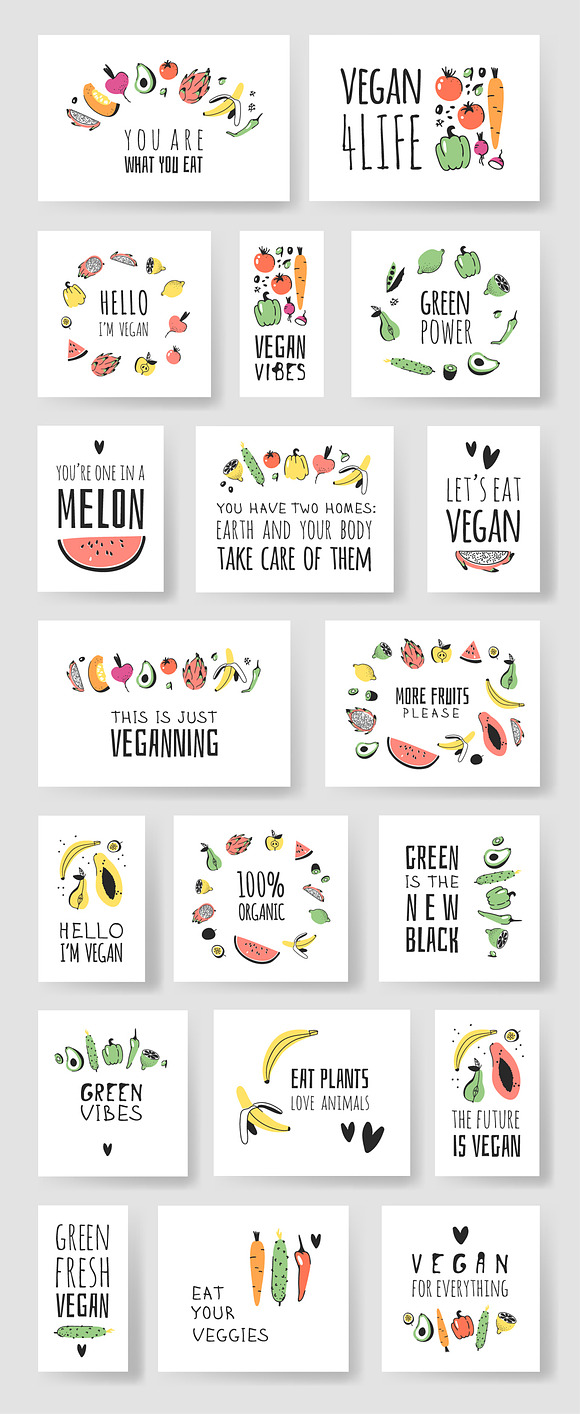 52 Vegan Quotes & Motivations cards in Illustrations - product preview 2