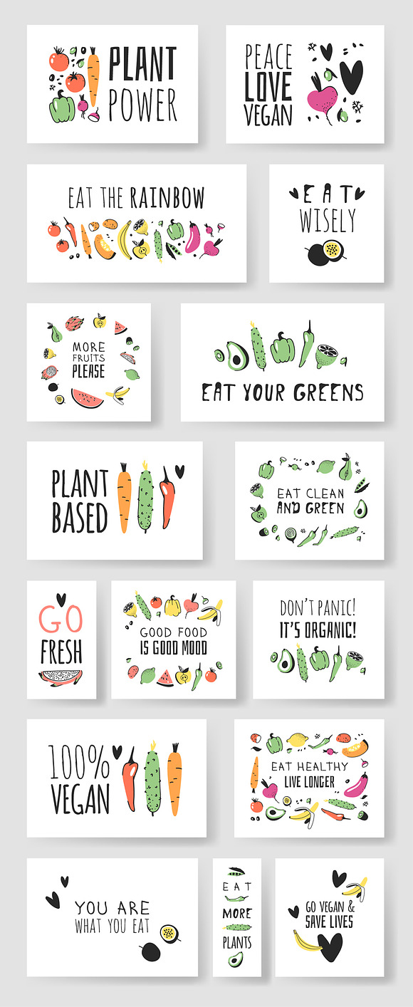 52 Vegan Quotes & Motivations cards in Illustrations - product preview 3