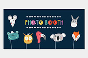 Kids photo booth props set vector