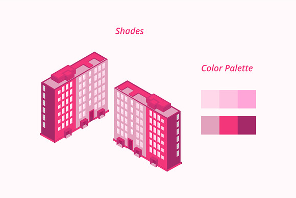 Isometric Violet Red Building in Illustrations - product preview 6
