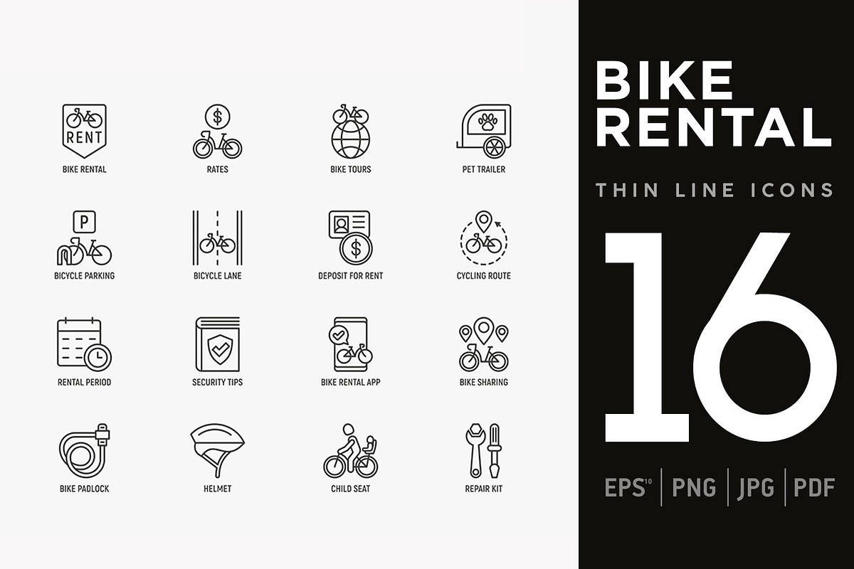 Bike Rental | 16 Thin Line Icons Set in Calendar Icons - product preview 8