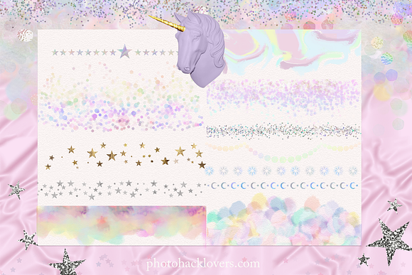 Pastel unicorn Clipart borders in Objects - product preview 1