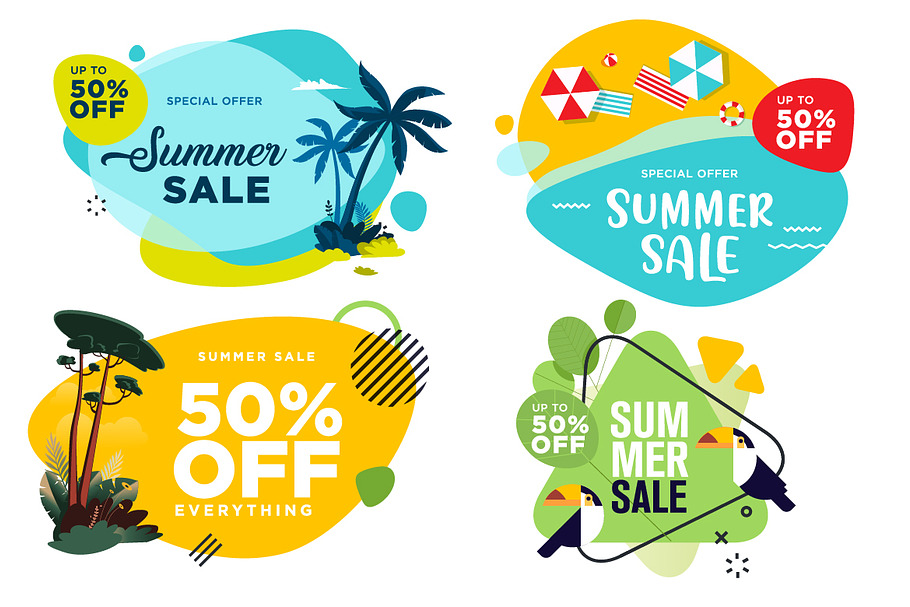 Set of summer sale labels and badges in Web Elements - product preview 8