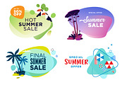 Set of summer sale labels and sticke