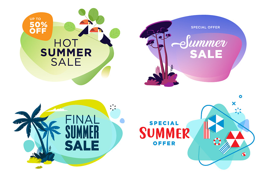 Set of summer sale labels and sticke in Web Elements - product preview 8