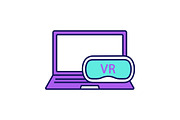 Computer VR headset color icon