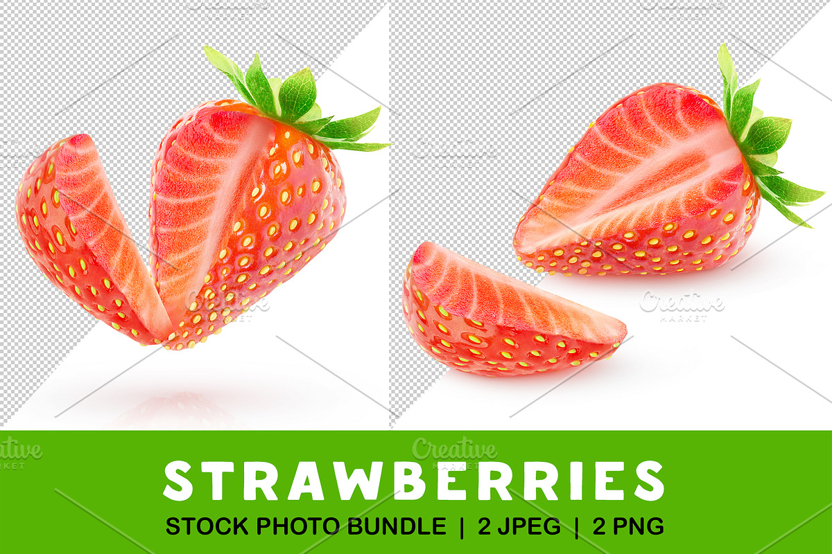 Strawberry with cut out piece in Objects - product preview 8