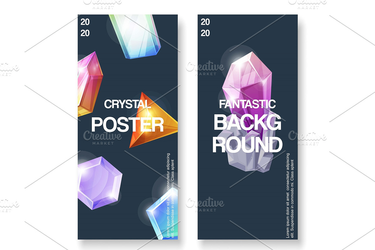 Crystal background set of banners in Textures - product preview 8