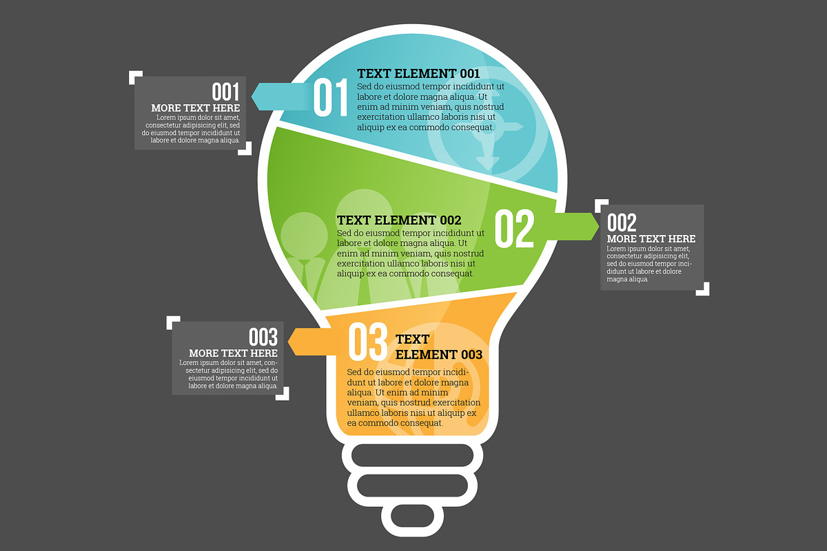 Three Part Bulb Infographic Element in Web Elements - product preview 8