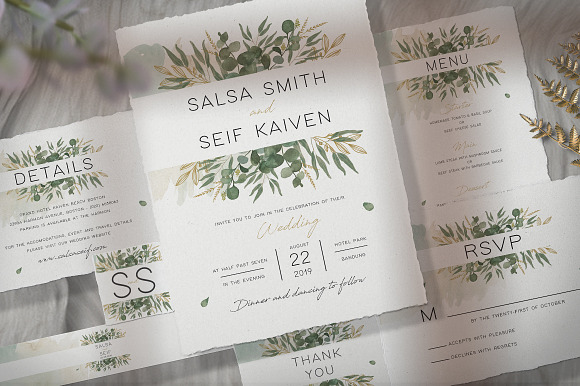 Foliage Wedding Invitation Set in Card Templates - product preview 1
