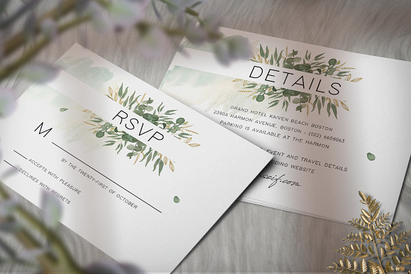 Foliage Wedding Invitation Set in Card Templates - product preview 4