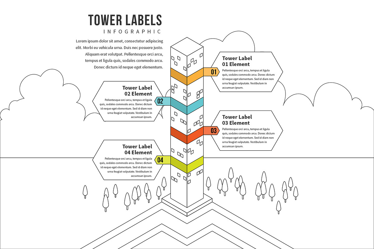 Tower Labels Infographic in Web Elements - product preview 8
