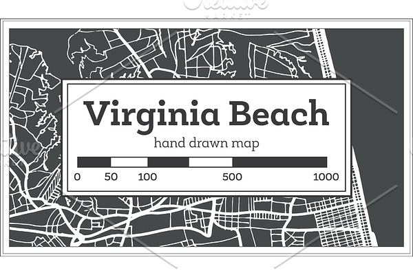 Virginia Beach USA City Map in Retro