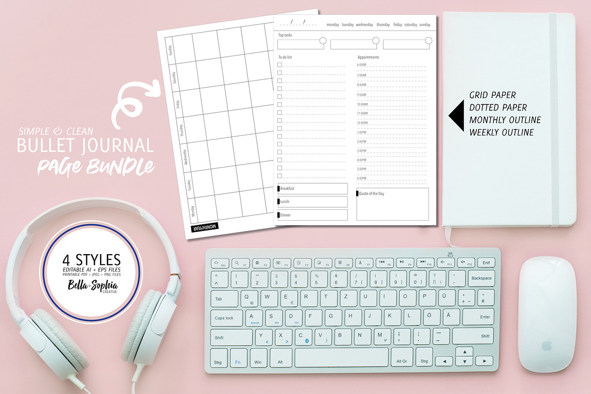 Bullet Journal Page Bundle Template in Stationery Templates - product preview 8