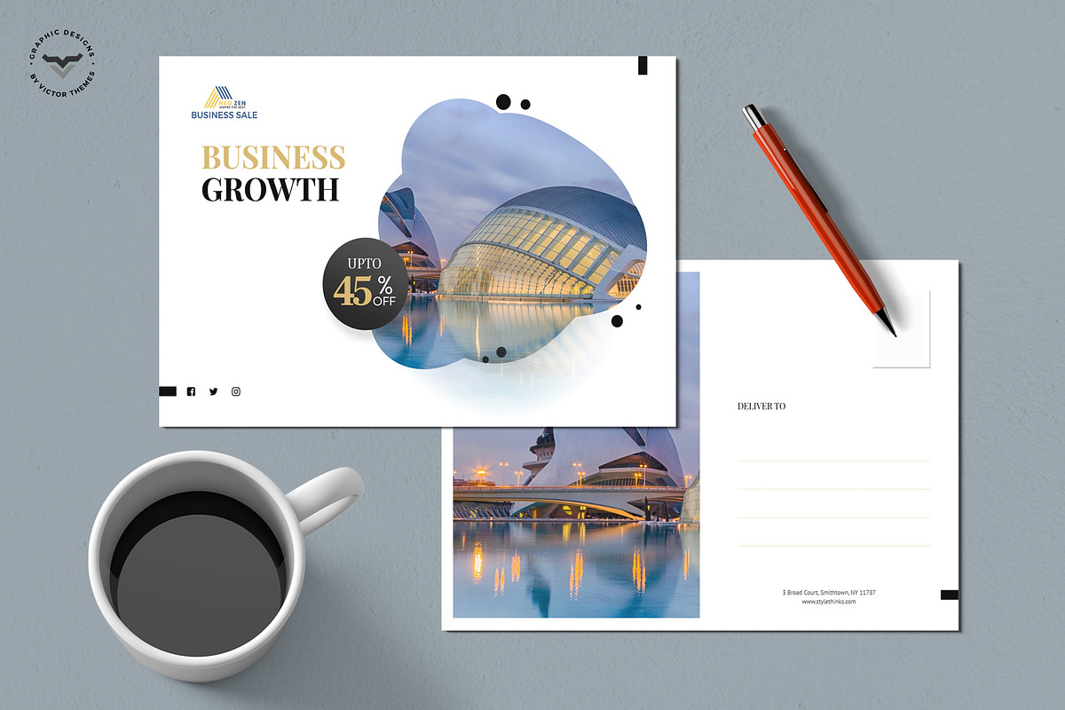 Business Post Card Template in Postcard Templates - product preview 8