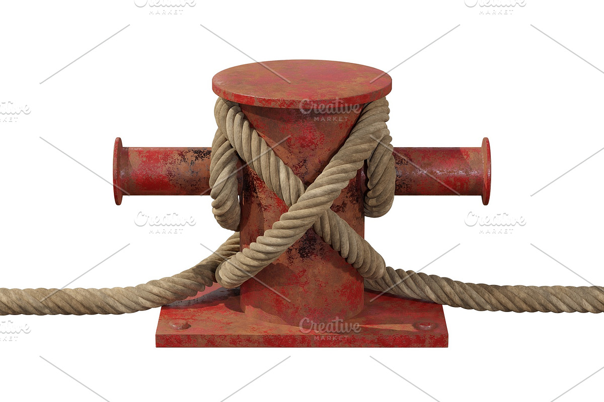 Mooring Nautical Bollard with Rope in Illustrations - product preview 8