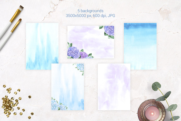 Watercolor hydrangea in Illustrations - product preview 3