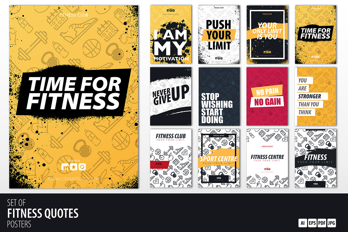12 Fitness Quotes Posters in Flyer Templates - product preview 8