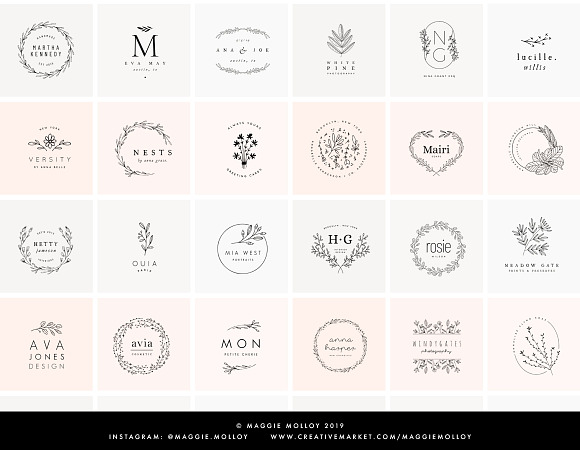 50 Floral Hand Drawn Logo Templates in Logo Templates - product preview 1