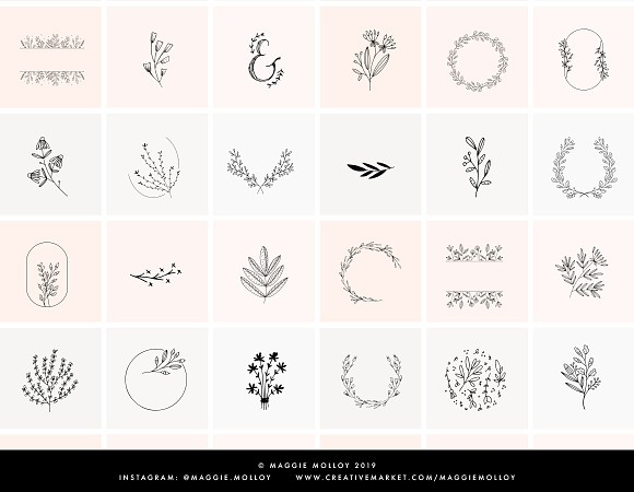 50 Floral Hand Drawn Logo Templates in Logo Templates - product preview 3
