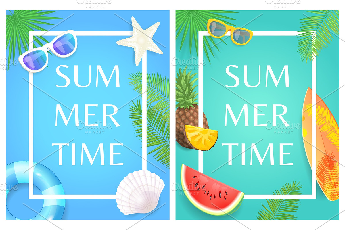 Summertime Banners with Sunglasses in Illustrations - product preview 8