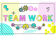 Team Work Poster and Icons Vector