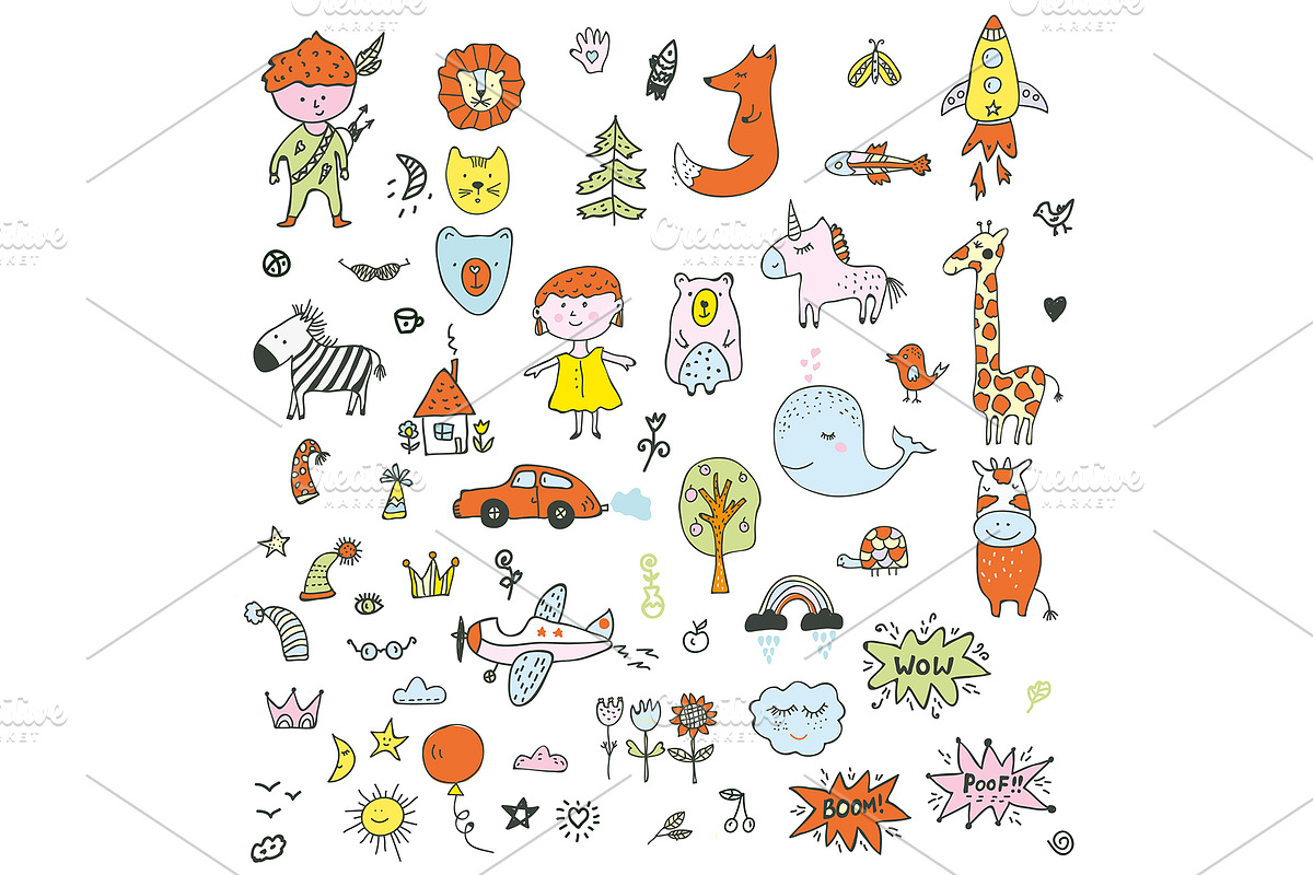 Kids doodles vector illustration in Illustrations - product preview 8