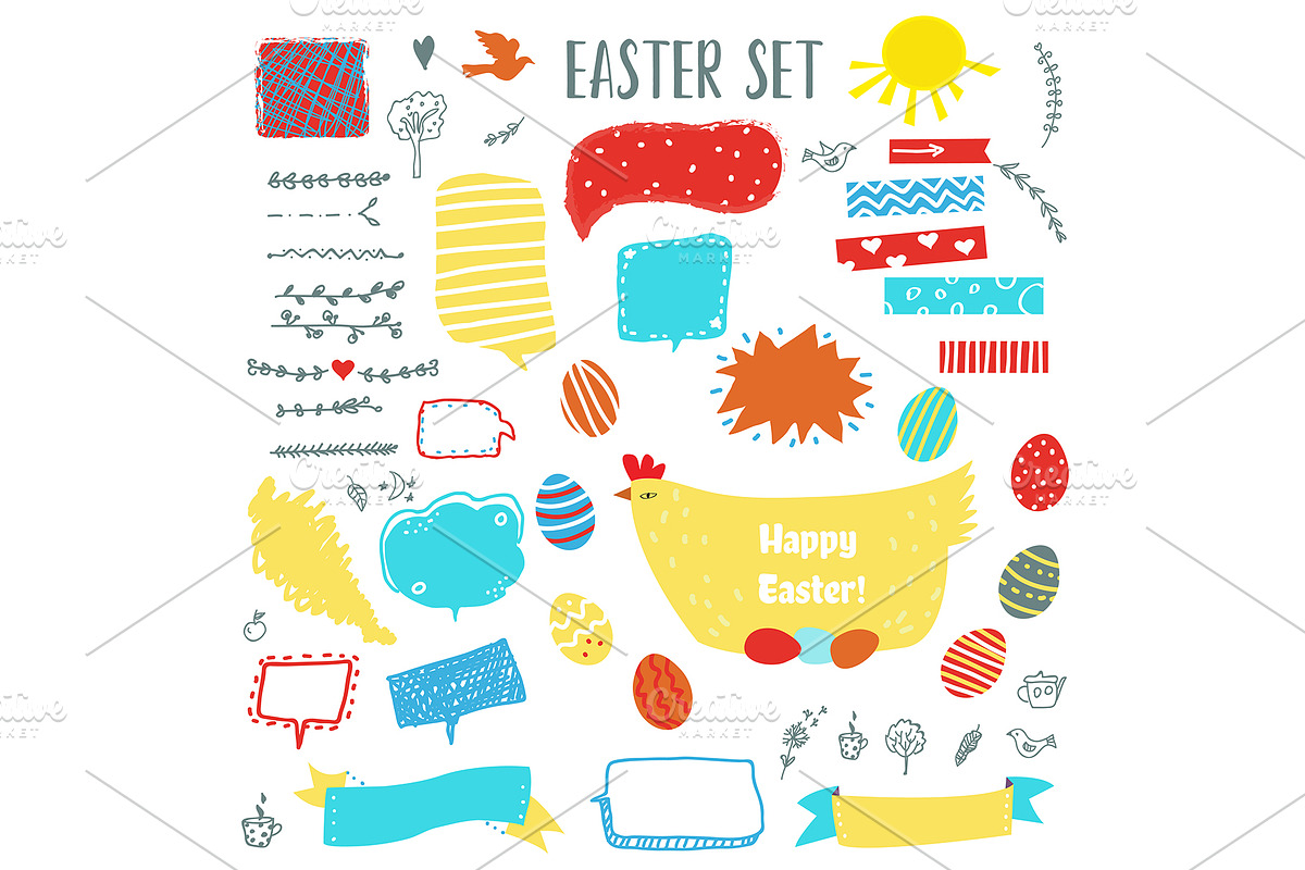 Easter set of banners and elements in Illustrations - product preview 8
