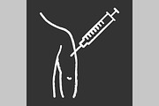 Injection in man's arm chalk icon