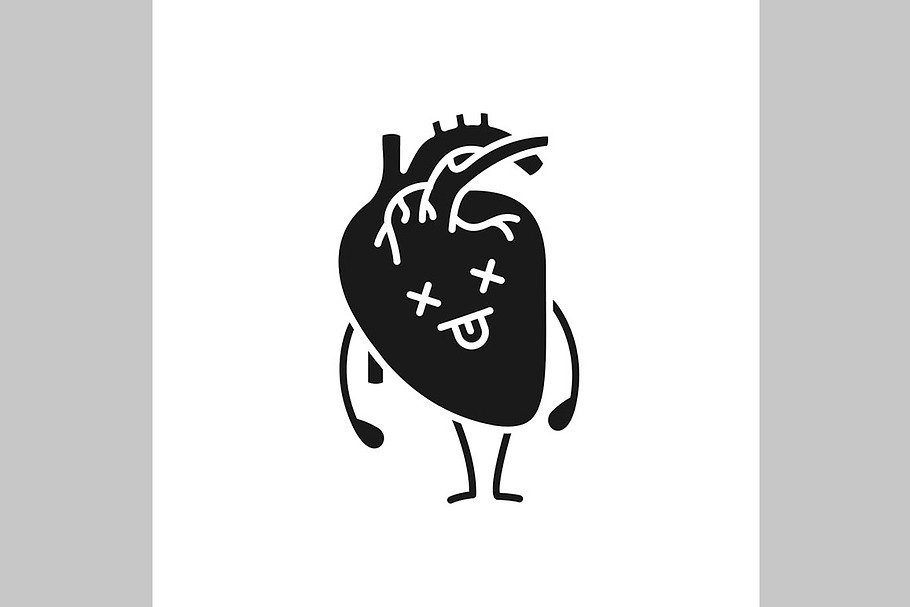 Dead human heart emoji glyph icon in Icons - product preview 8
