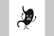 Unhappy stomach character glyph icon